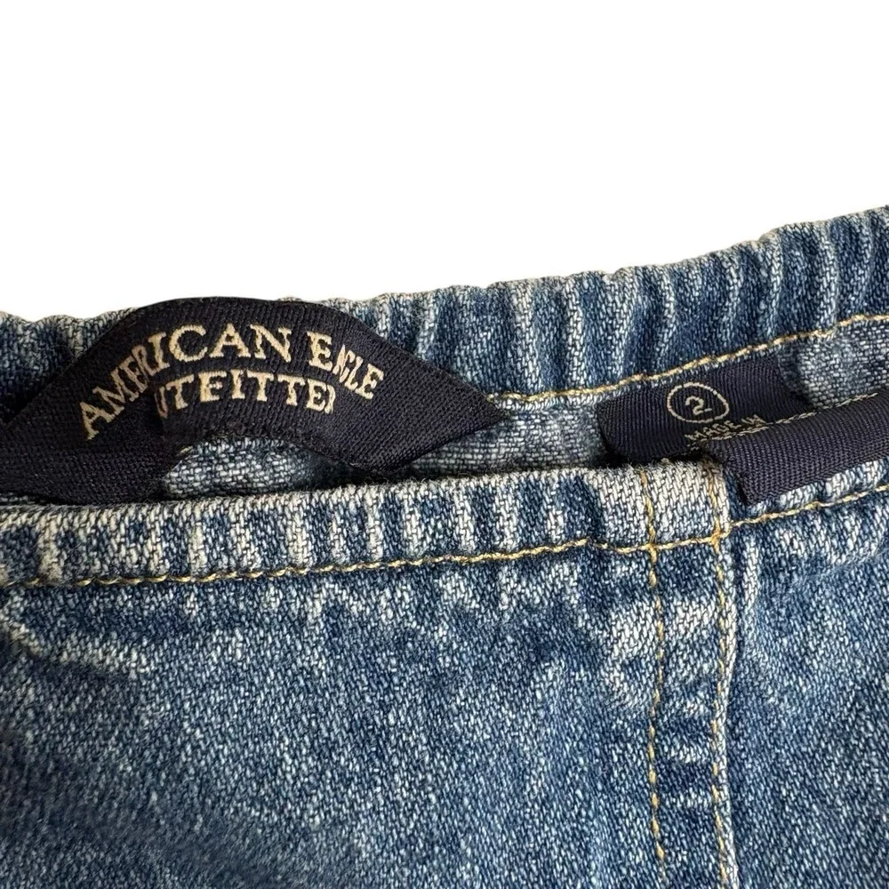 American Eagle Womens Dress 2 Denim Jean Y2K Western Country Cowgirl Rodeo Zip